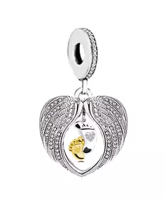 CLOSING DOWN SALE Brand New Sterling Silver 2 Tone Baby Footsteps Dangle Charm • $18.48