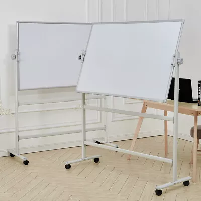 Extra Large Magnetic Whiteboard Double Side Revolving Board On Wheels 1200x800mm • £89.95