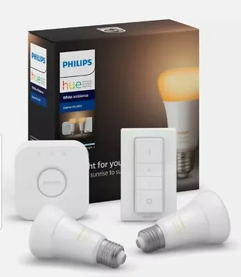 Philips Hue White Ambiance E27 A60 Kit - 2 X Smart LED Globes Switch Hue Bridge • $149