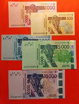 West African States Mali Full Set 500-10000 Francs 2023 In UNC • $90