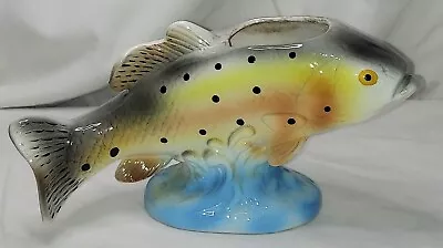 Vtg 5 ×9  Multicolor Trout Ceramic Planter Handcrafted By My-Neil Taiwan • $15