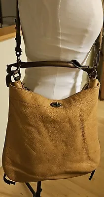 J.Crew Sawyer Hobo Bag Purse Burnt Amber Tan Leather Convertible Crossbody Zip • $74.99