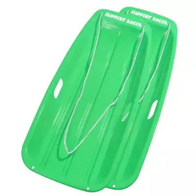 2 Pack Winter Snow Sled Green Boat Shape Toboggan Sledge Downhill With Pull Rope • $34.40