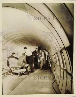 1938 Press Photo T.W.A. Officials In Mockup Model Of  Superskyliners  In Seattle • $16.99