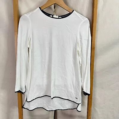 Tommy Hilfiger Blouse Womens 2 White Long Sleeve Relaxed Fit Viscose Blend • $9.95