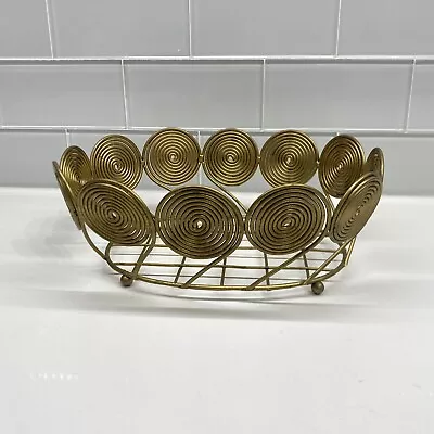 Vintage Metal Basket Circle Wire Spiral Tony Paul Style Atomic MCM Trinket Tray • $27