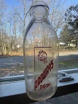 Radway’s Dairy Quart Milk Bottle New London CT. Connecticut ACL Pyro. Radways • $15.99