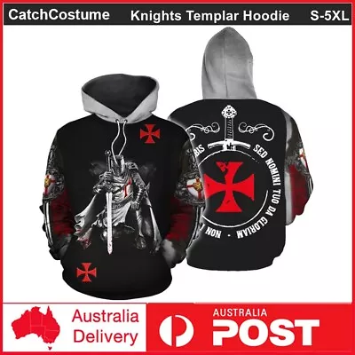 Knight Templar Hoodie Crusader Cross Pullover Jacket Medieval Knight Coat Unisex • $35.99