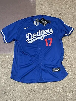 NWT Shohei Ohtani Jersey Mens Large Blue Los Angeles Dodgers #17 Stitched • $49.99