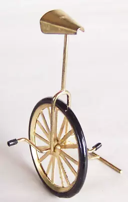 Vintage METAL UNICYCLE Dollhouse Miniature Goldtone Wheel Turns • $14.87