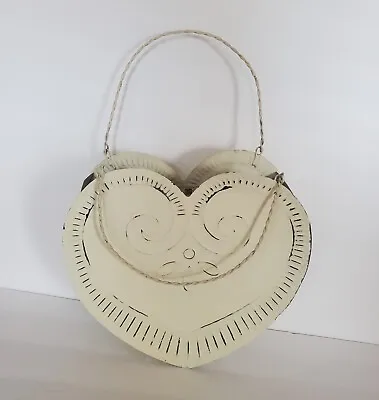 Vintage Home Interiors Victorian Shabby Chic Metal Heart Wall Hanging Basket  • $20.99