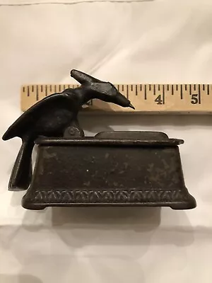 Vintage Cast Iron Mechanical Nodding Woodpecker Match/Toothpick Dispenser • $70