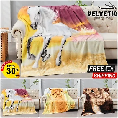 3D Animal Print Throw Large Fluffy Fleece Wildlife Blanket For Couch 150 X 200cm • £9.99