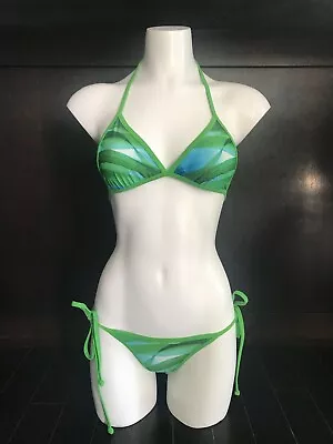 Aaron Chang XS NEW Green Fern Leaf Reversible Photo Print Bikini • $100