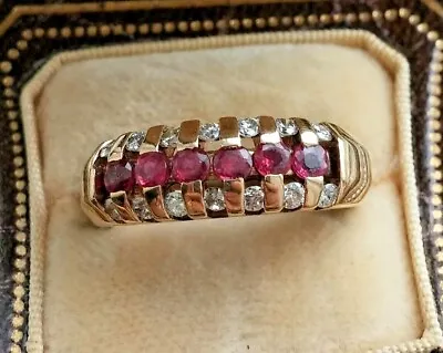 Vintage Engagement Wedding Ring 14K Yellow Gold Over Channel Set 2Ct Round Ruby • $103.99