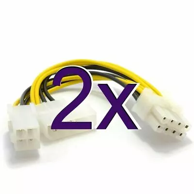 [2 Pack] 4 Pin ATX & 4 Pin LP4 Molex To 8 Pin EPS Power Adapter Cable 20cm [ • £4.17