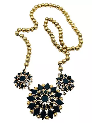 Antique 14k Gold French Jet Bead Flower Necklace 16  21g • $799