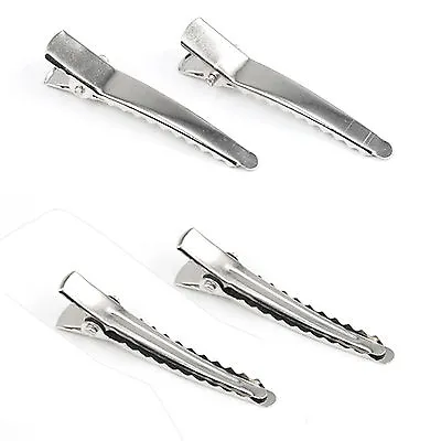 Silver Alligator Hair Teeth Clips 45mm Crocodile Slides Grip Bows Barrette Lot • £1.99