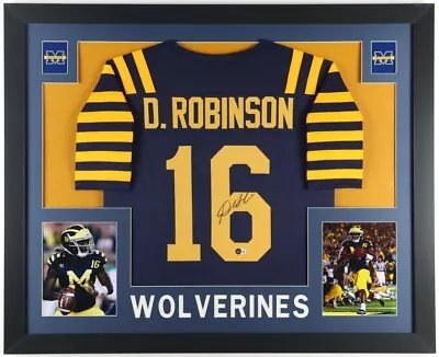 Denard Robinson Signed Michigan Wolverines 35x43 Framed Throwback Jersey Beckett • $499.95