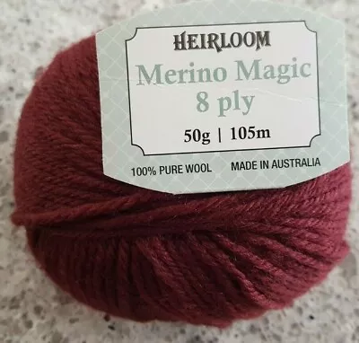 Heirloom Merino Magic 8 Ply #233 Deep Auburn 100% Wool  • $5.50