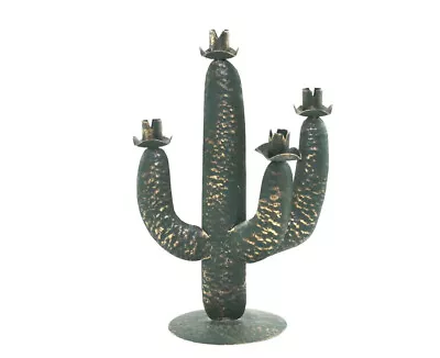 Vintage Metal Cactus Candle Holder Candelabra Mexican Art • $55