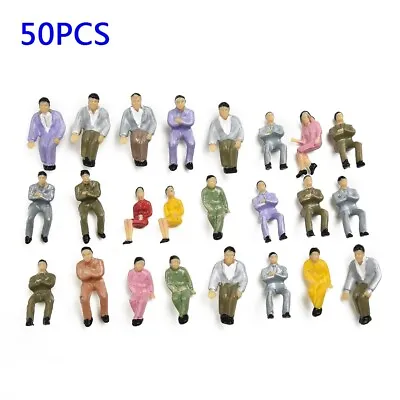 50Pcs Seated Painted Model People Figures Railway Sitting Passengers 1:50 Scale • £7.92