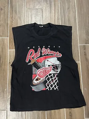 NHL Detroit Red Wings Black Tank Top Sleeveless Vintage Shirt Size Large • $21.21