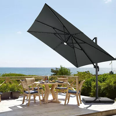 3M Banana / Roma / Lighted Parasol Outdoor Garden Shade Patio Hanging Cantilever • £88.99