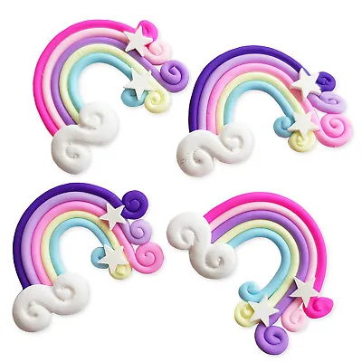 £2.49 • Buy 4pcs Clay Kawaii Rainbow Flatback Cabochons Embellishment Decoden Craft Charms 