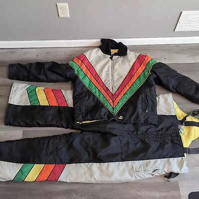 Vintage 70s JOHN DEERE Snowmobile Suit Jacket & Bibs Mens XL Great Condition  • $299