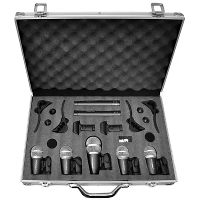 Pyle PDKM7 7 Microphone Wired Drum Kit With Carrying Case & Mounting Accessories • $176.98