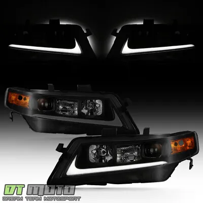 Black Smoked 2004-2008 Acura TSX CL9 LED Tube Projector Headlights Headlamps Set • $268.99