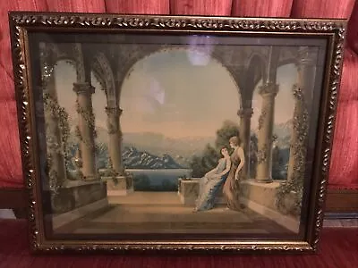 R. Atkinson Fox Framed Lithograph Print “Twilight” 18 X 14.75” 2 Ladies Columns  • $124.99