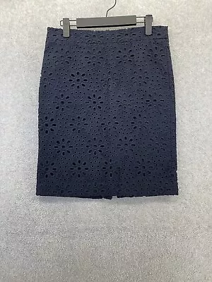 J.CREW Women's No. 2 Pencil Skirt Pointelle Navy Blue Size 4 Petite 100% Cotton • $18.75