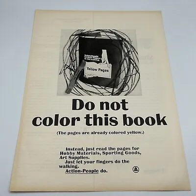 Yellow Pages Phone Book 1965 Vintage Print Ad 10x14  Do Not Color This Book • $8.25