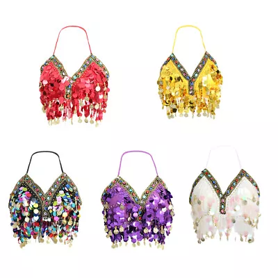 £14.02 • Buy Ladies Belly Dance Sequin Beaded Bra Top Samba Dancing Costume  