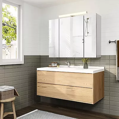 LED Medicine Cabinet Bathroom Wall Mounted Triple Doors Mirror Cabinet W/Shelves • $99.89