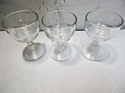 3 Vintage Anchor Hocking Manhattan Art Deco Cordial Sherry Wine Glasses 3.5  Hi • $19.99