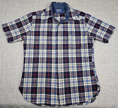 Sir Pendleton Shirt Mens Large 100% Virgin Wool Blue Multicolor Plaid USA • $29.99