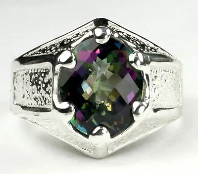 Mystic Fire Topaz 925 Sterling Silver Gothic Men's Ring SR234-Handmade • $190.66