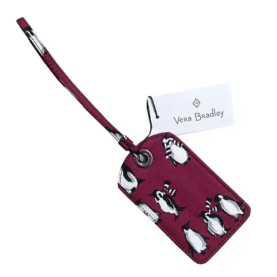 Vera Bradley Luggage ID Tag Playful Penguins Retired Cabernet Red • $17.95