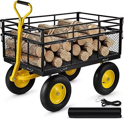 Steel Garden Cart Heavy Duty 1200 Lbs Capacity & 2-in-1 Handle And 13 In Tires • $187.58