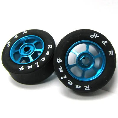 £13.39 • Buy H&R Racing HR1363 6 Spoke 12mm Blue Wheel W/ Rubber Tire (2) 1:24 Slot Car
