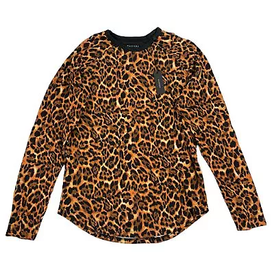 Natori Mens Kaede Leopard Print Raglan Long Sleeve T-Shirt Brown S • $20.97