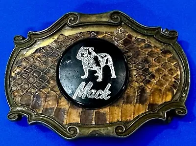 Custom Name Mack Bulldog 1978 Artisan Made Snake Skin Belt Buckle By Rain-Tree • $19.99