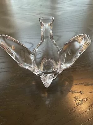 Vintage Clear Glass Flying Bird Dove Bowl Dish Figurine • $14