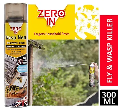 Zero In Wasp Nest Killer Destroyer Spray Foam Fly Mosquitoes Killer Spray 300ml • £6.99