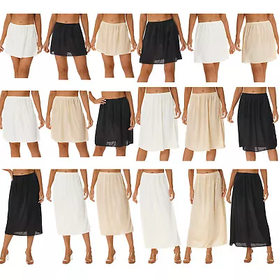 Waist Slip Half Slips Ladies Black Ivory White Underskirt Petticoat Elastic  • £16.99