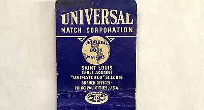 Rare 1930’s Universal Match Corp. District Manager Carl Jacobson Matchbook Cover • $0.99