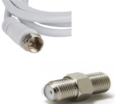 Coaxial Satellite Cable Extension F Connector Lead Virgin  Sky Tv With Coupler • £3.75